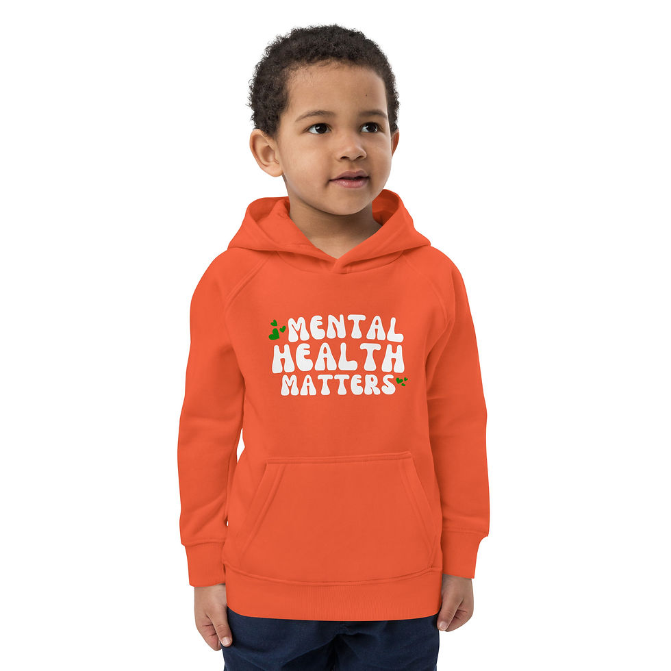 Thumbnail: Kids eco hoodie Mental Health Matters Green Hearts White Letters