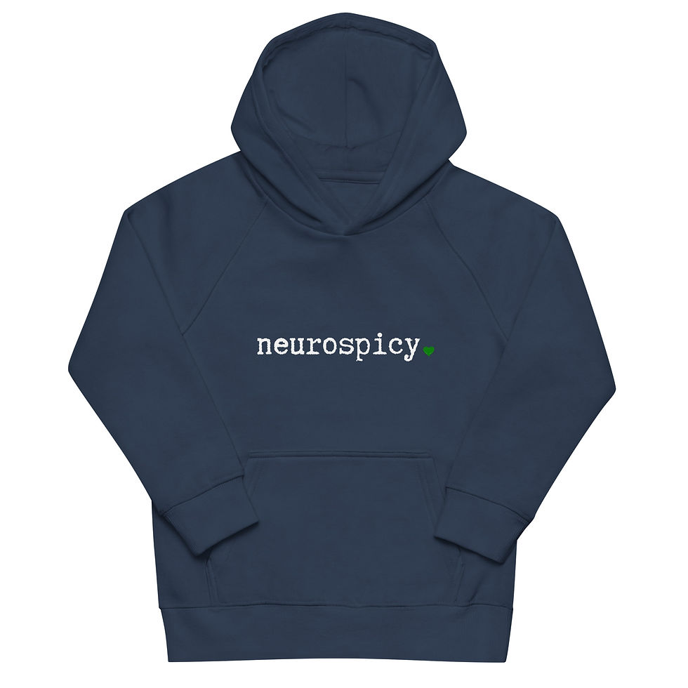 Thumbnail: Kids eco hoodie Neurospicy White Letters