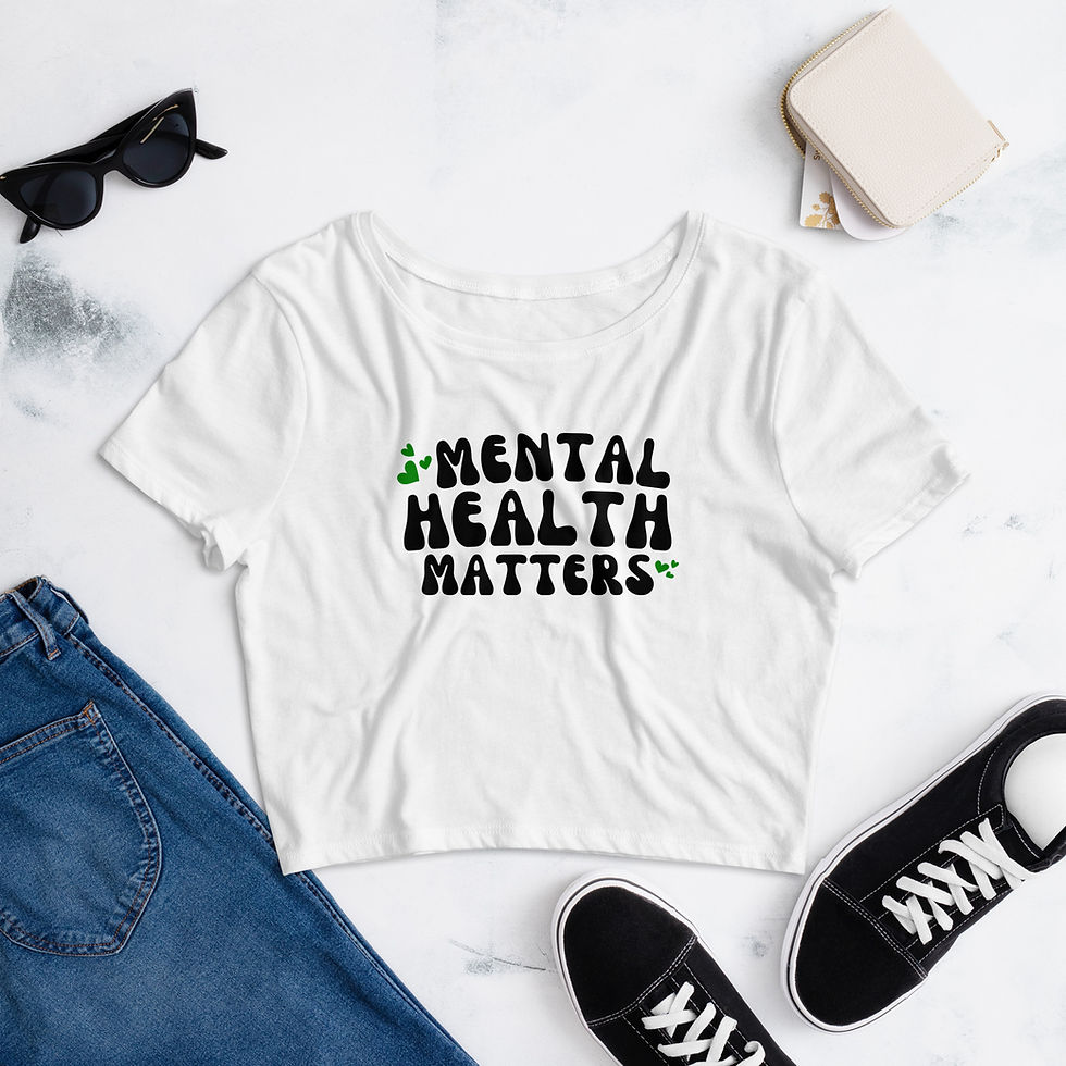 Thumbnail: Women’s Crop Tee Mental Health Matters Green Hearts