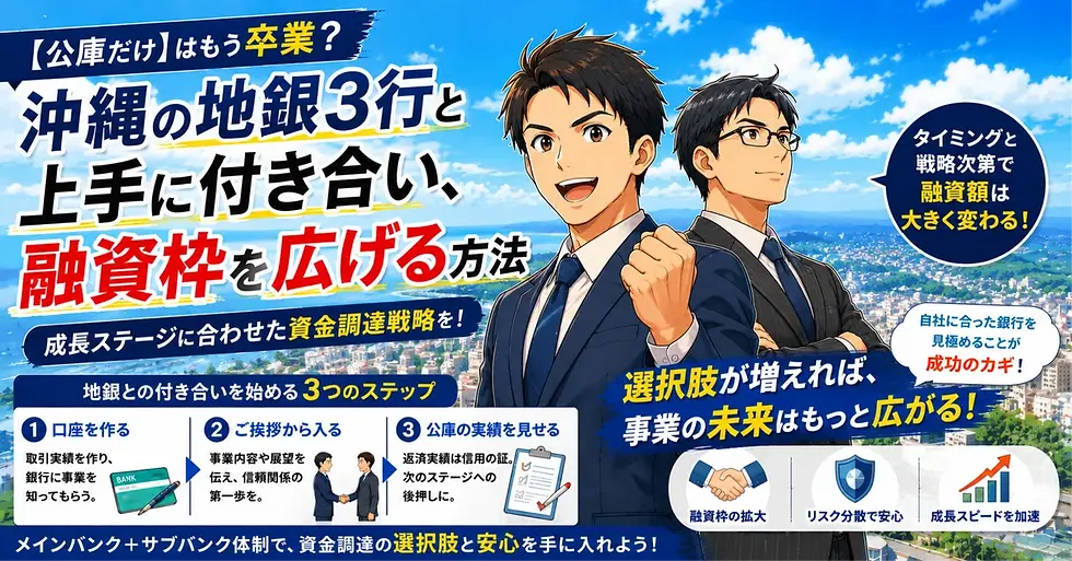 「公庫だけ」はもう卒業?沖縄の地銀3行と上手に付き合い、融資の選択肢を広げる方法
