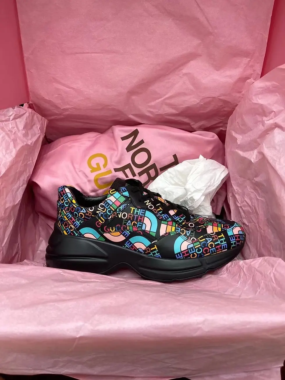 섬네일: 구찌 TNF 콜라보 라이톤 스니커즈 685739 커플 블랙