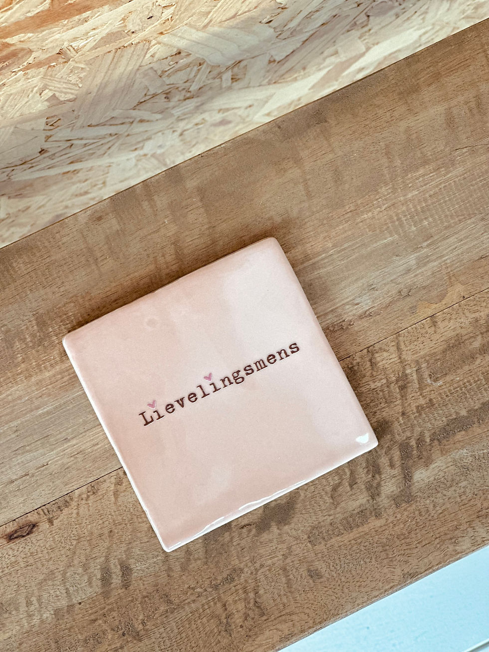 Thumbnail: Tegeltje Lievelingsmens -  Peach met bruin