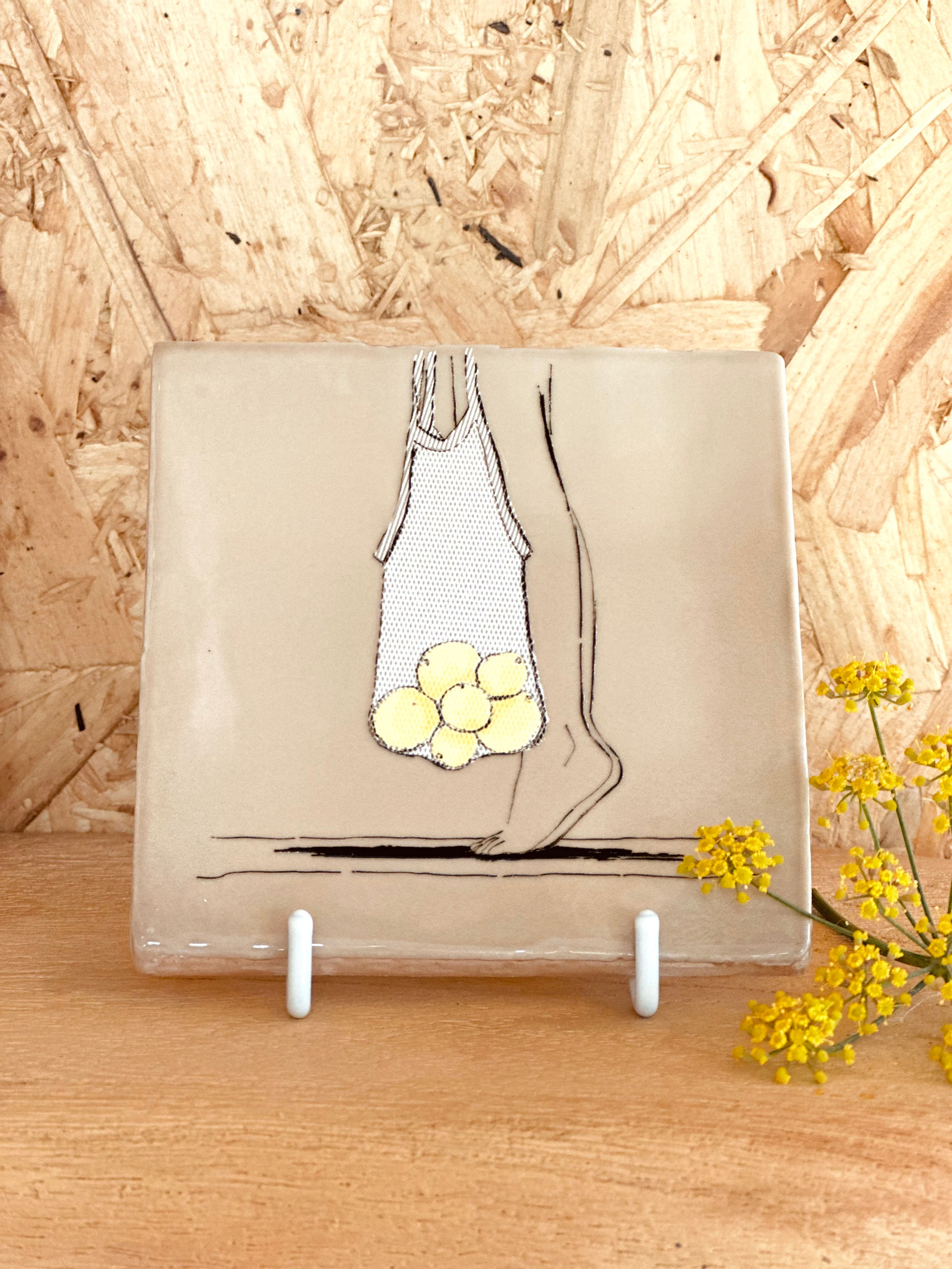 Tegeltje Lemon -  Zand met mutlicolor