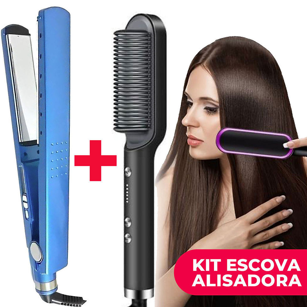 Miniatura: Conjunto Alisador e Pente Aquecido Bivolt 110V 220V Portátil, Escova Modeladora