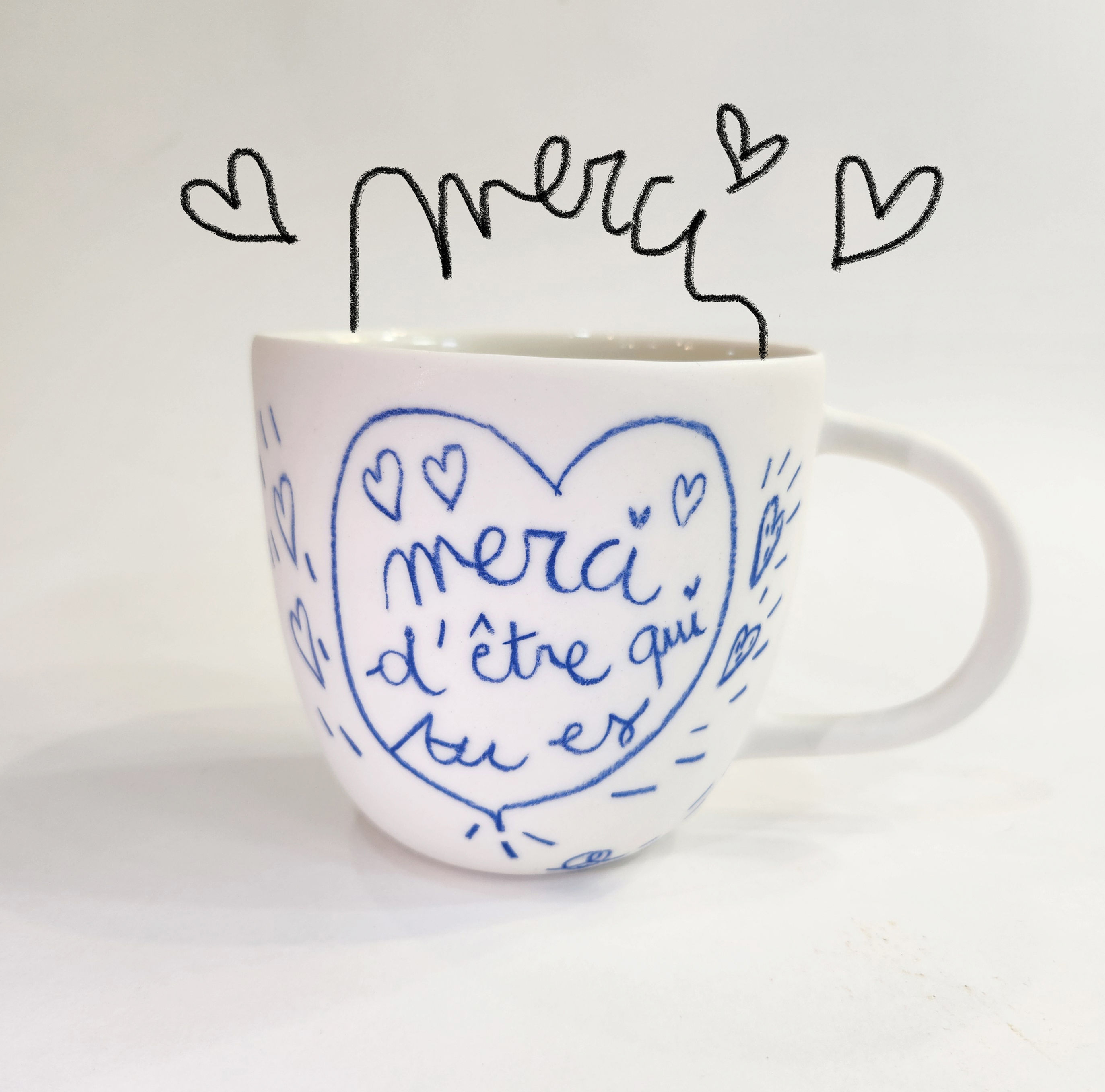 Tasse Merci - bleue
