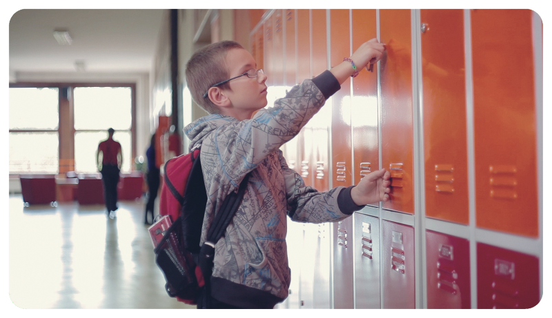 SaferChild - Checking it at school locker.