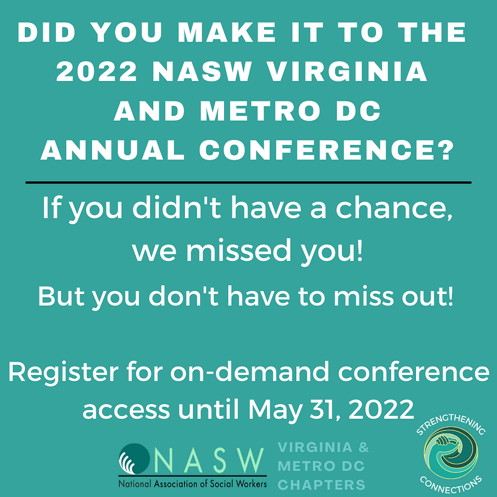 OnDemand registration for the NASW Virginia and Metro DC Chapters 2022