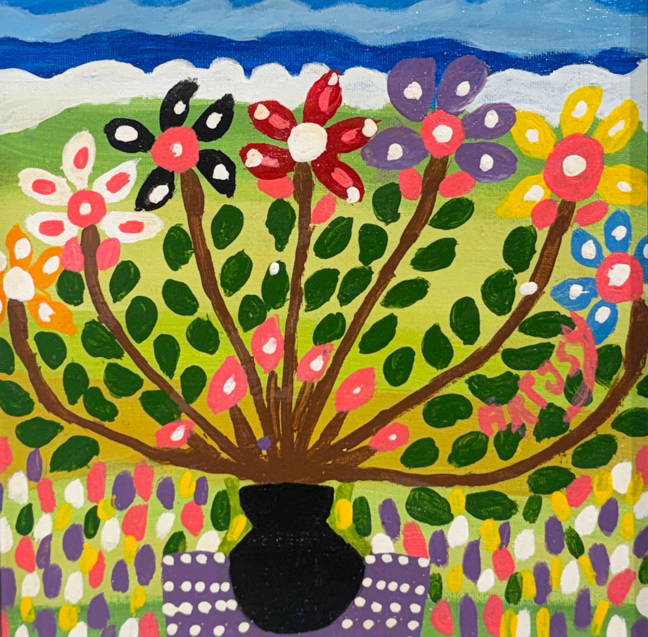 Viviane - Flowers with Black Vase