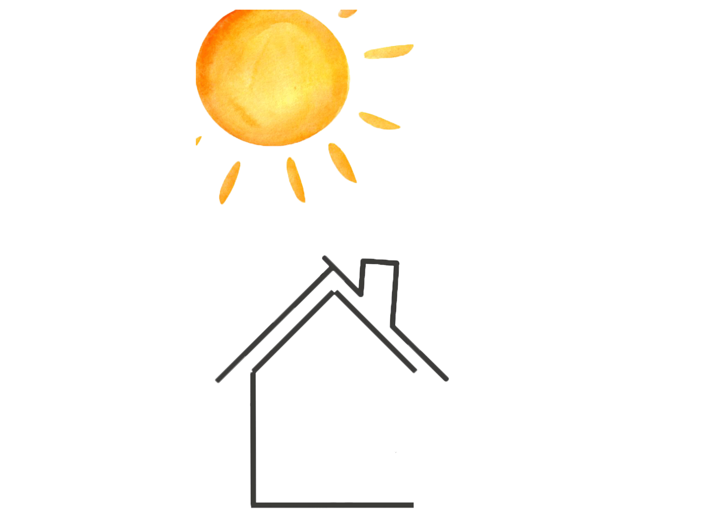 Haus mit einer gelben Sonne
