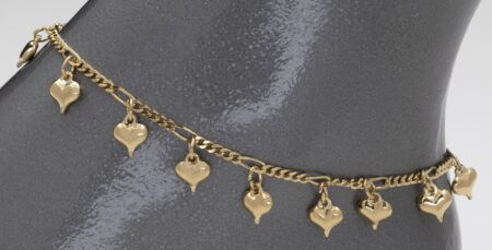 Anklet 150 Dangling Hearts Link Choose Size and Finish Below