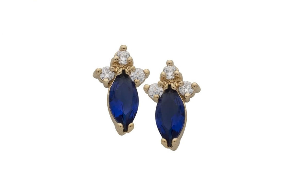 BSE-29 September/Blue Sapphire Birthstone Earrings 11.5mm x 7.5mm Choose Finish