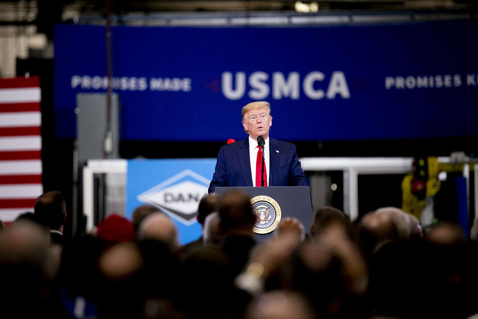 U.S. President Donald Trump speaks at a manufacturing facility in Michigan in 2020. Anthony Lanzilote/Bloomberg via Getty Images.