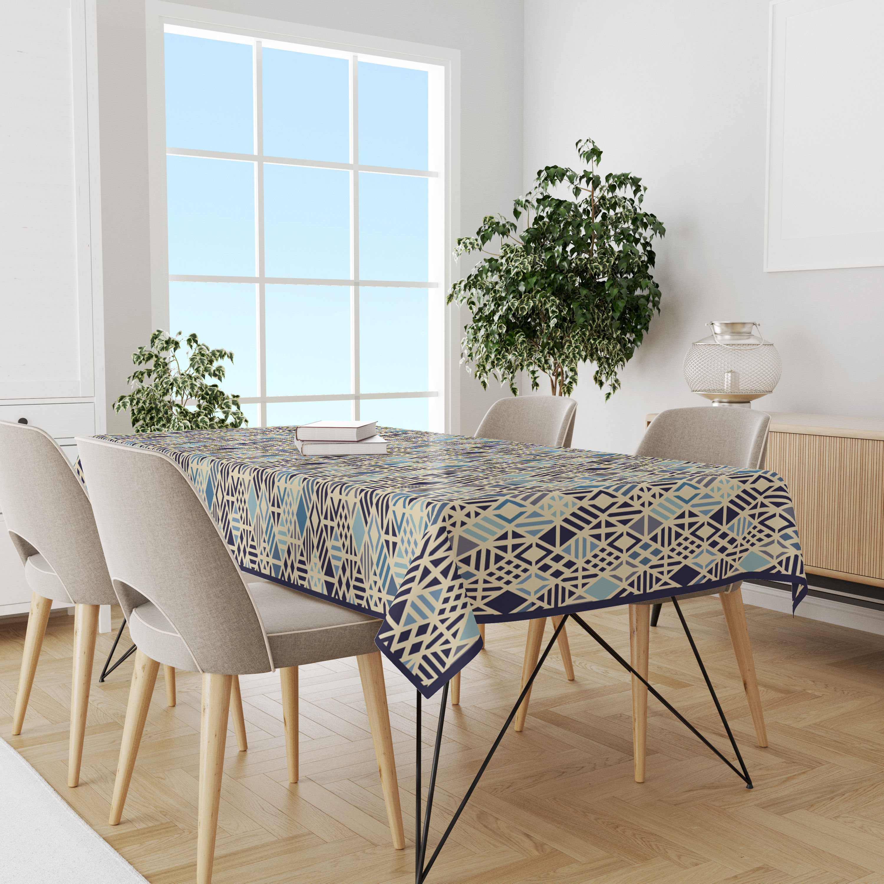 Geometric Blues Table Cloth