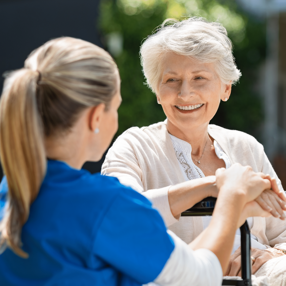 senior woman with caregiver