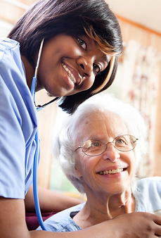 in-home caregiver with senior