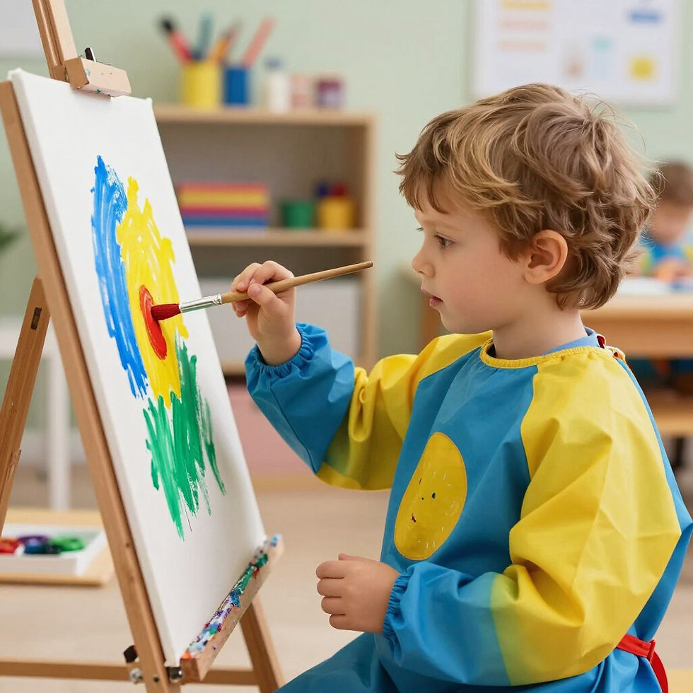 preschooler painting in classroom