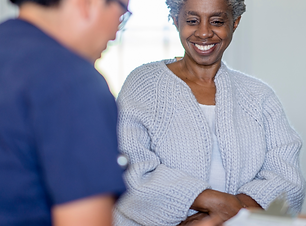 home care male caregiver with client