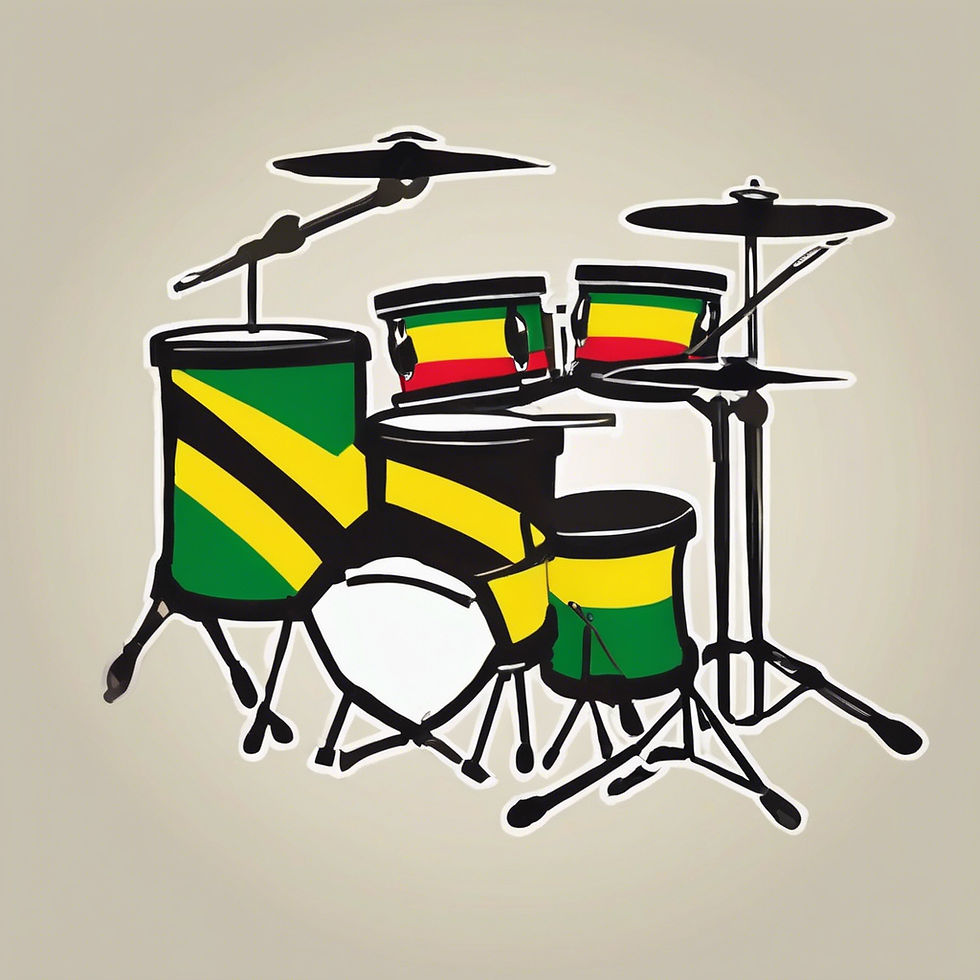 A drum set with colors of jamaica.jpg
