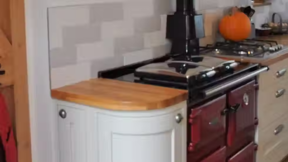 Kitchen with stove and countertop
