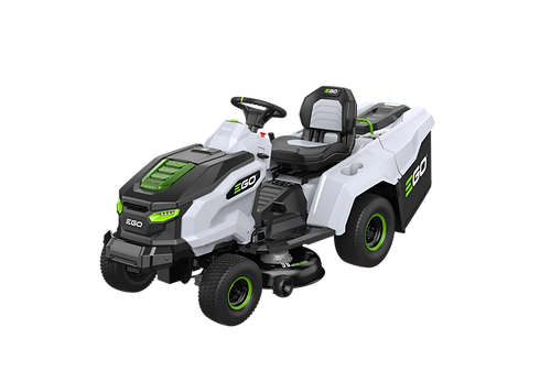 Grey and black EGO zero-turn riding lawn mower