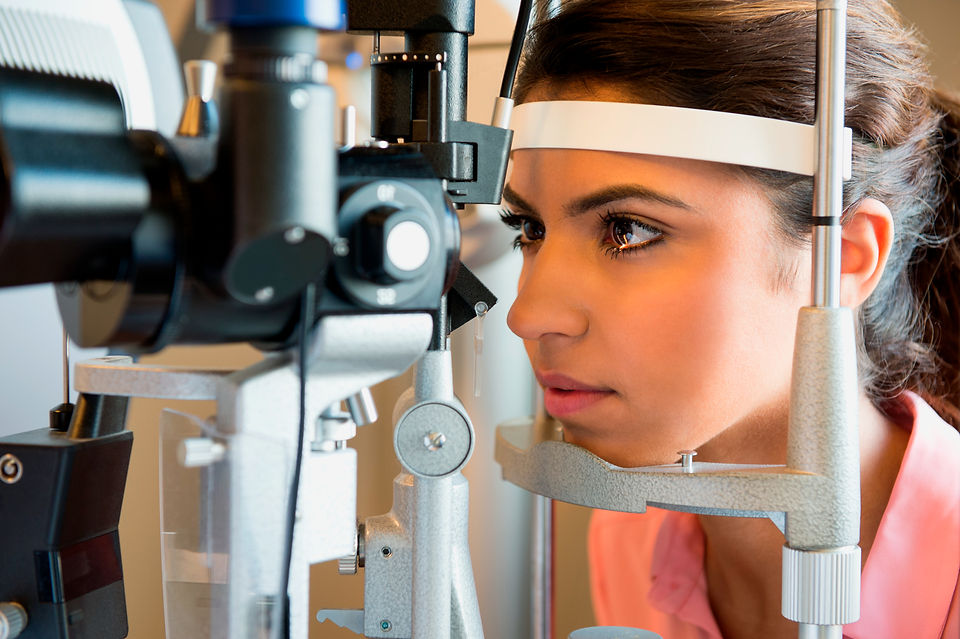 Female patient during eye exam