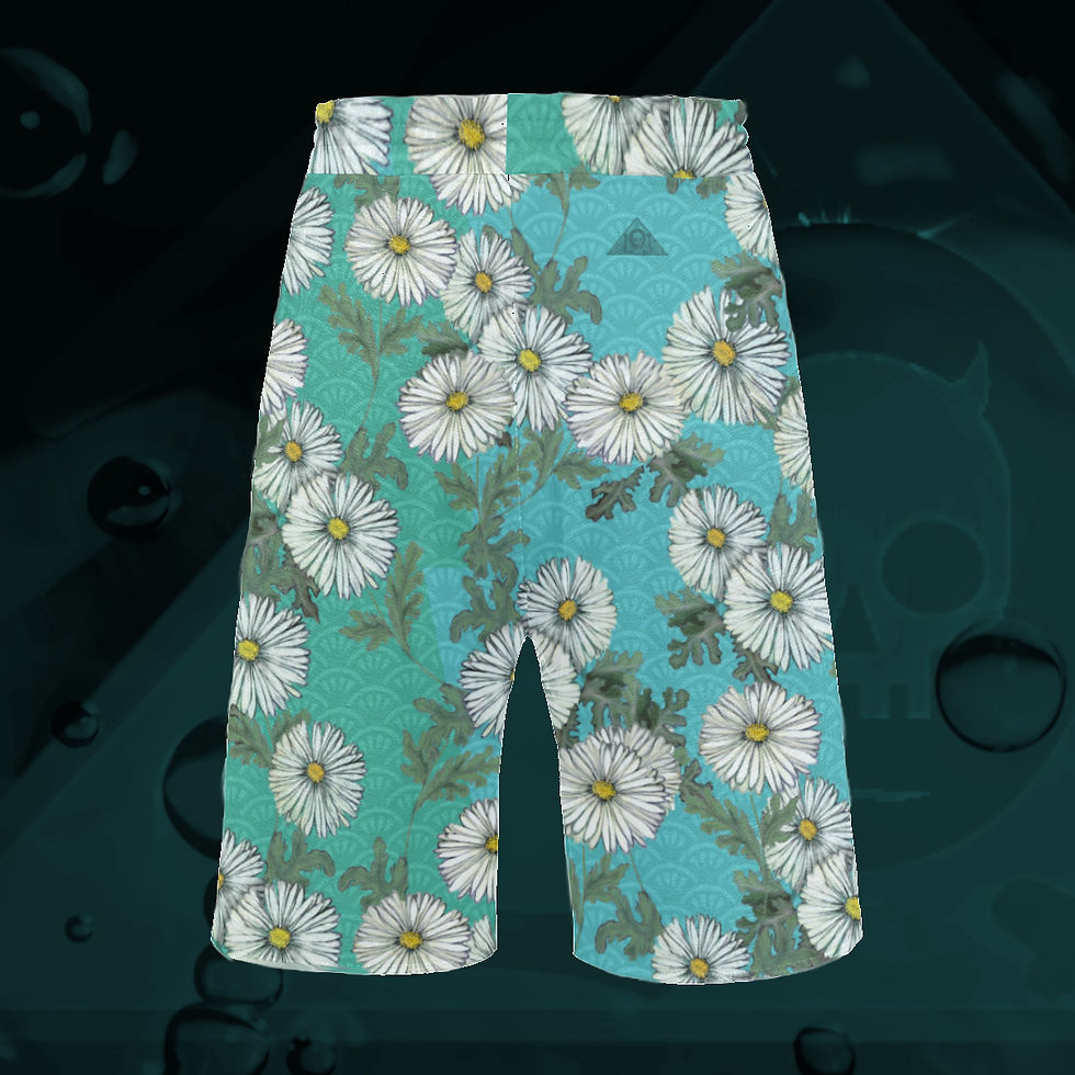 Thumbnail: The Lowest of Low Daisies All Over Print Long Shorts 5 Colours beach leisure swim surf drawstring Mediterranean