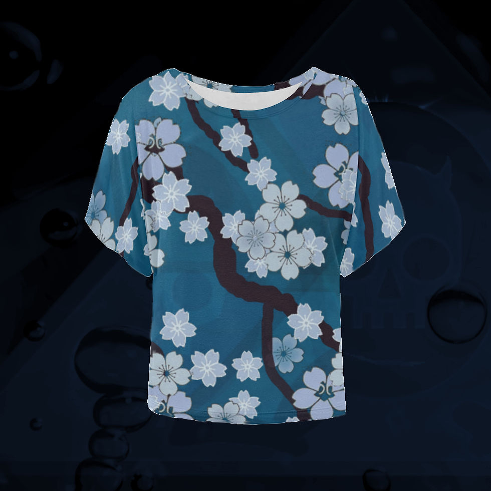 Thumbnail: Sakura Breeze All-Over Print Batwing Short Sleeve bouse by The Lowest of Low