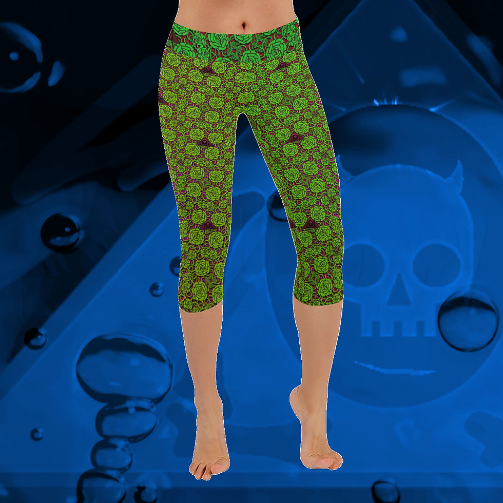 Thumbnail: The Lowest of Low Medieval Roses designer invisible stitch capri leggings sports comfort FutureRetro streetwear exercise yoga