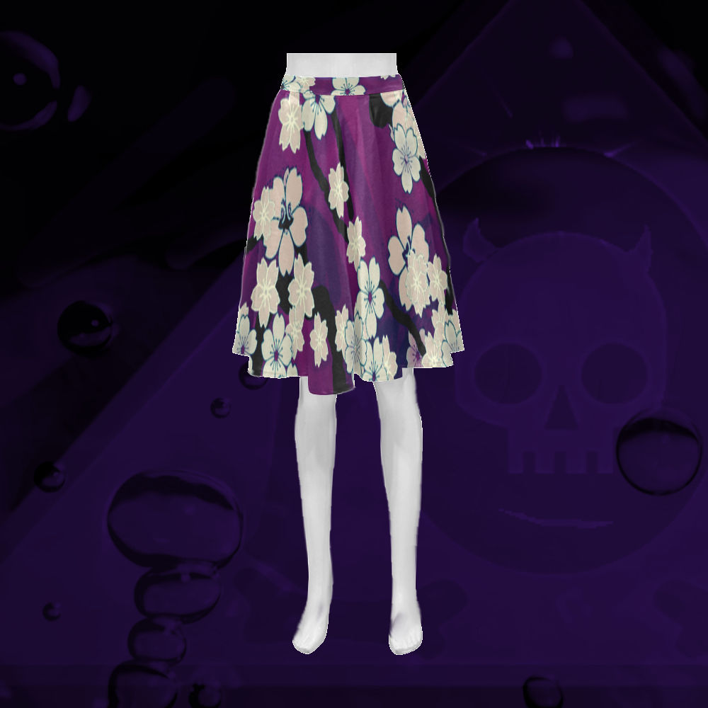 The Lowest of Low Sakura Breeze "Athena" Flared Skirt floral elegant summer style chill violet