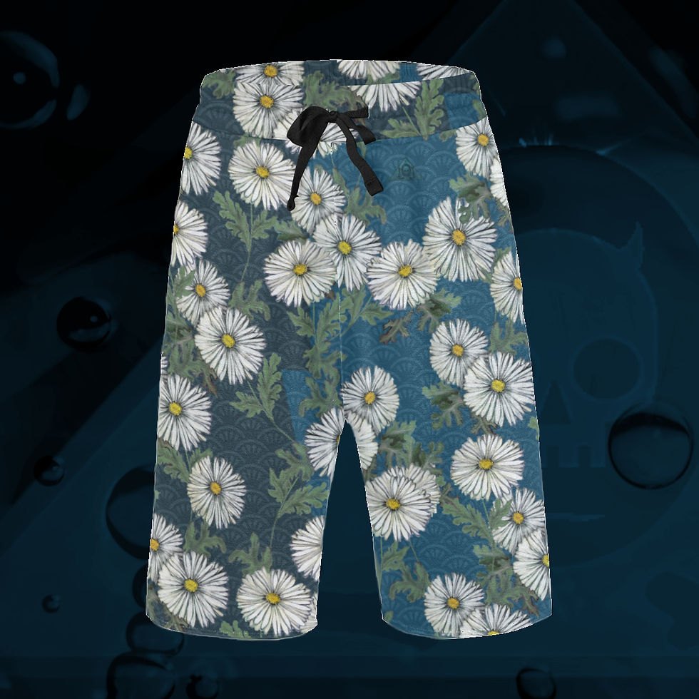 Thumbnail: The Lowest of Low Daisies All Over Print Long Shorts 5 Colours beach leisure swim surf drawstring Peacock