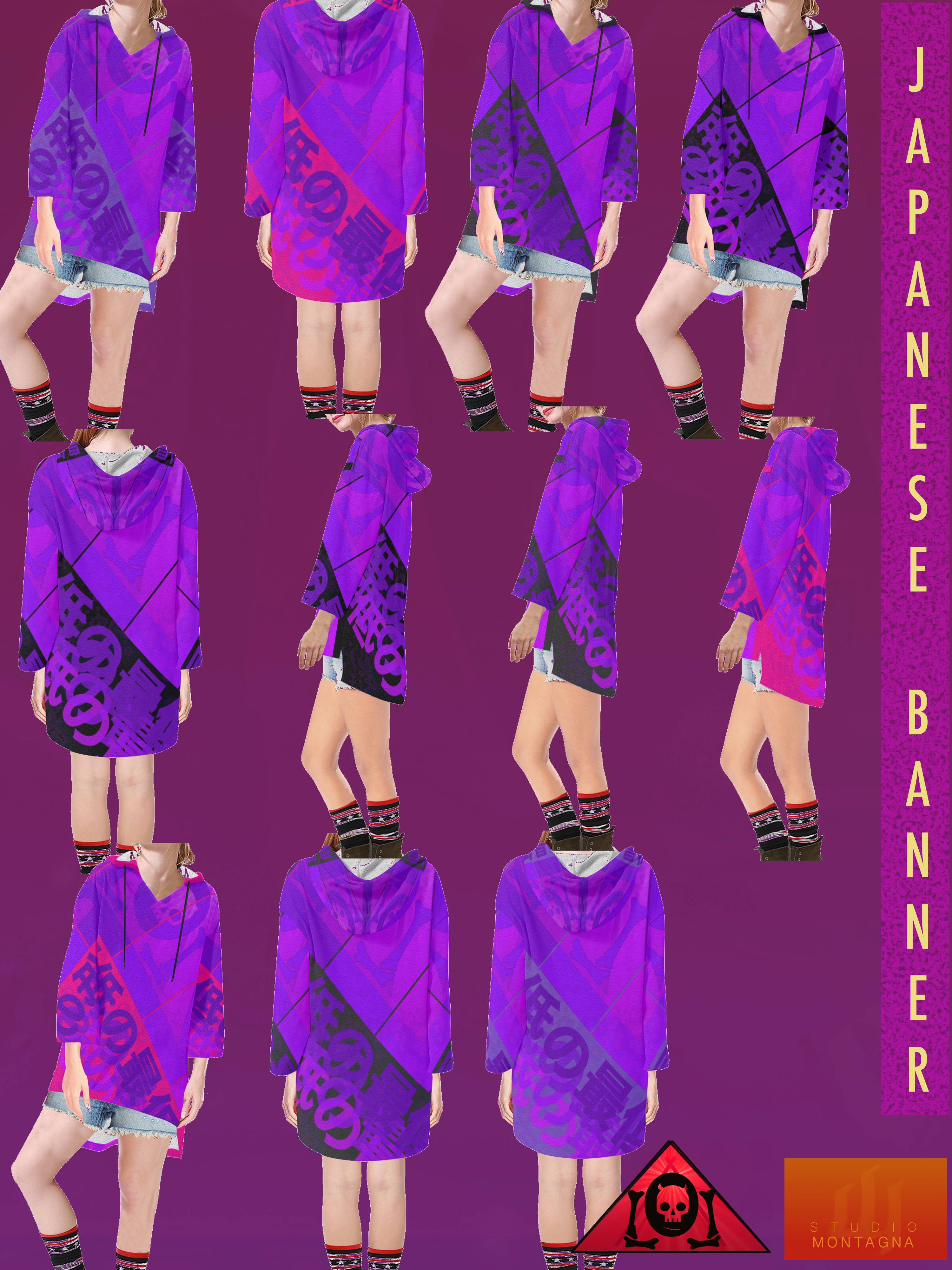 Japanese Step-Hem Hoodies CHILL VIOLET