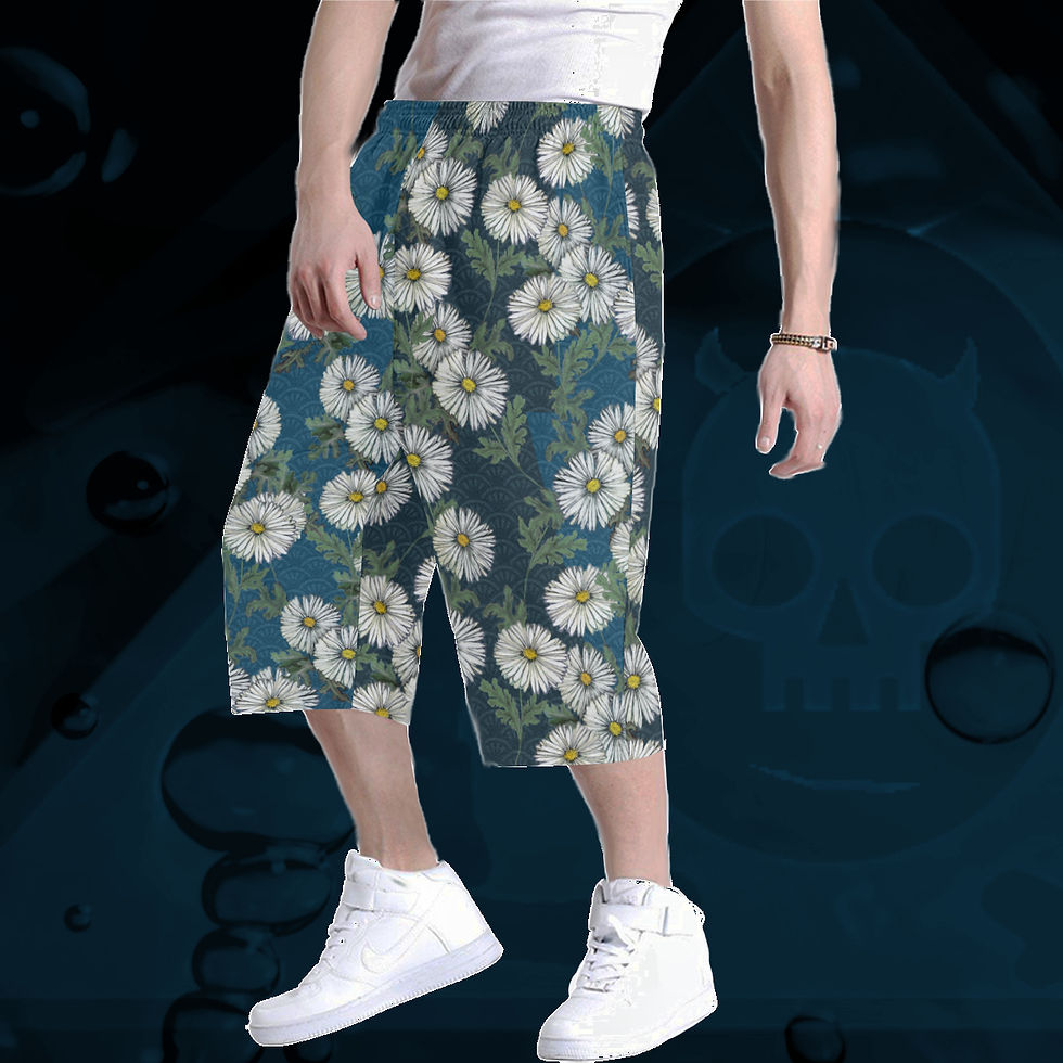 Thumbnail: Daisies All-Over Print Baggy Shorts all gender streetwear by The Lowest of Low