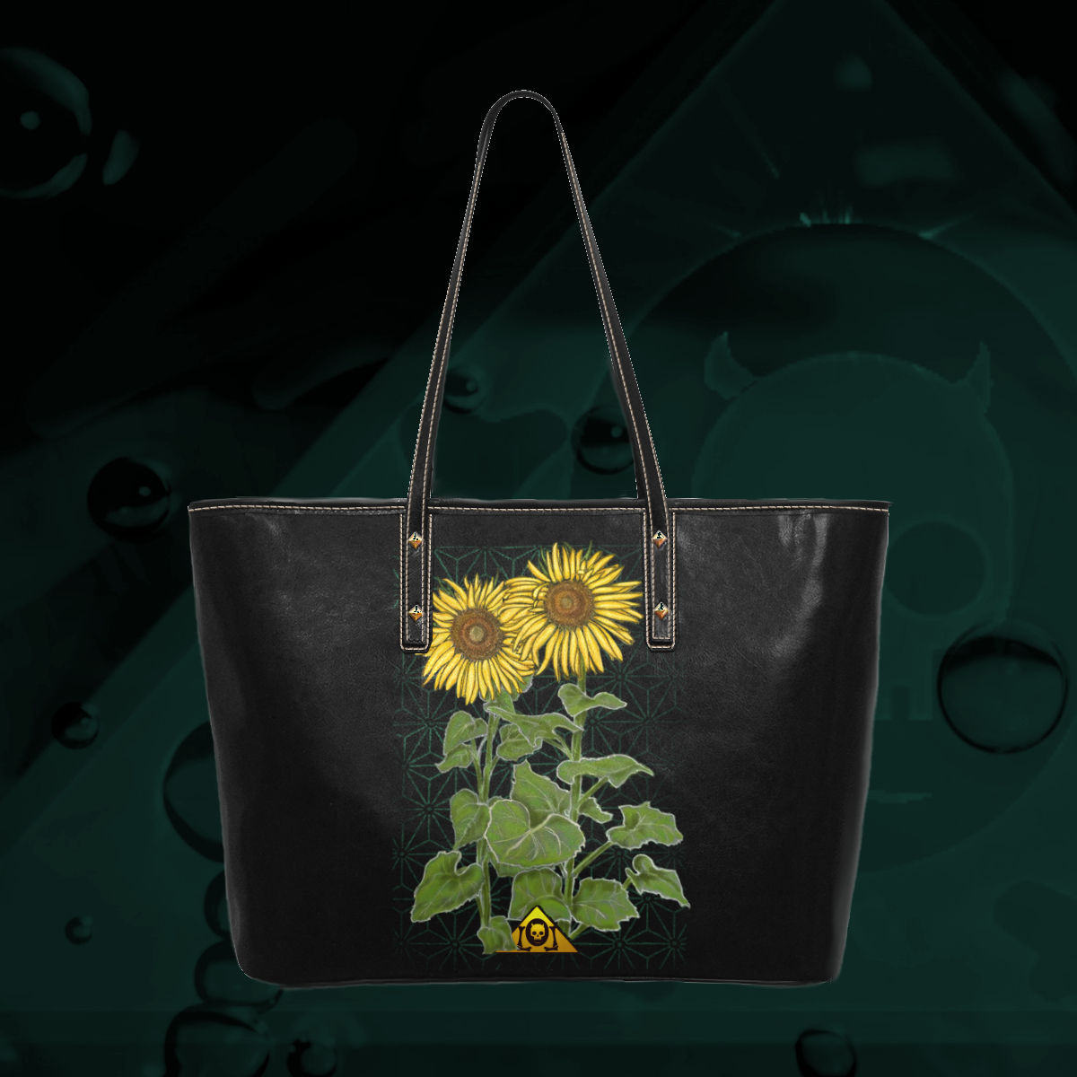 The Lowest of Low Sunflowers Logo Gigantic PU Leather ecopelle tote bag premium quality sturdy and huge front