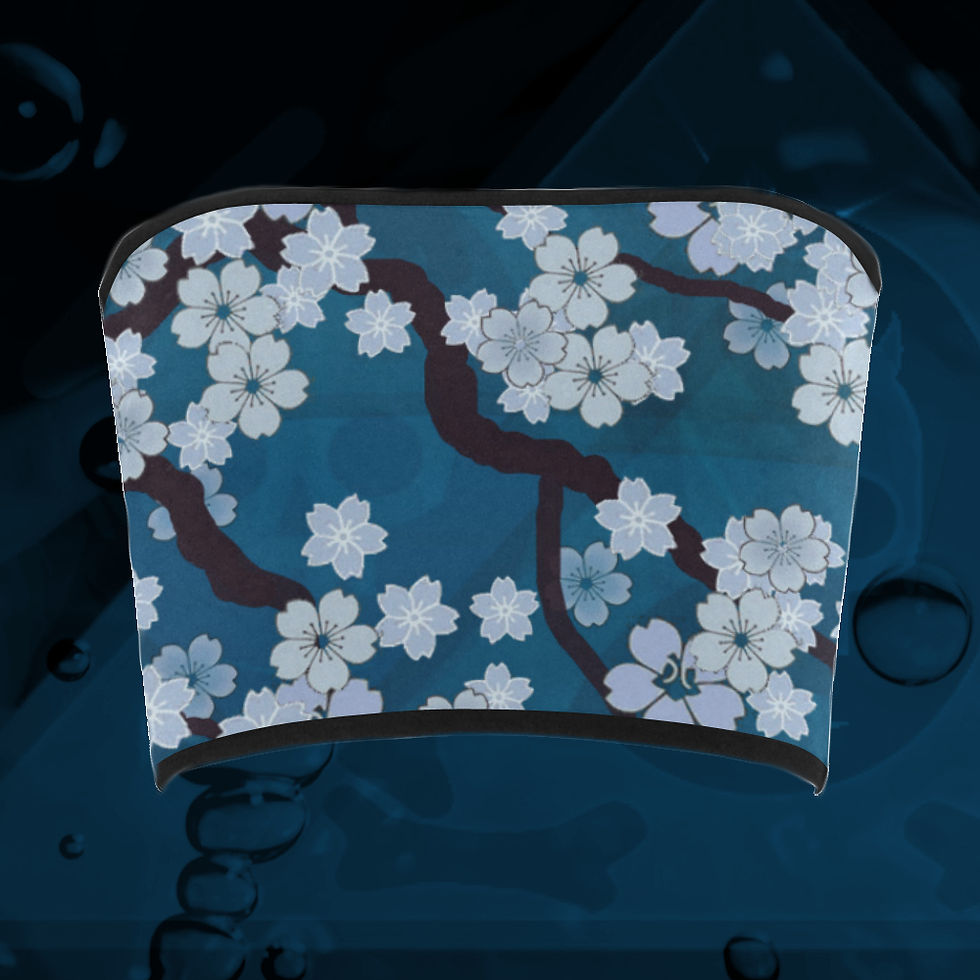 Thumbnail: The Lowest of Low Sakura Breeze Bandeau Top strapless summer vacation swim beach or casual street (6 colours) Night Blossoms