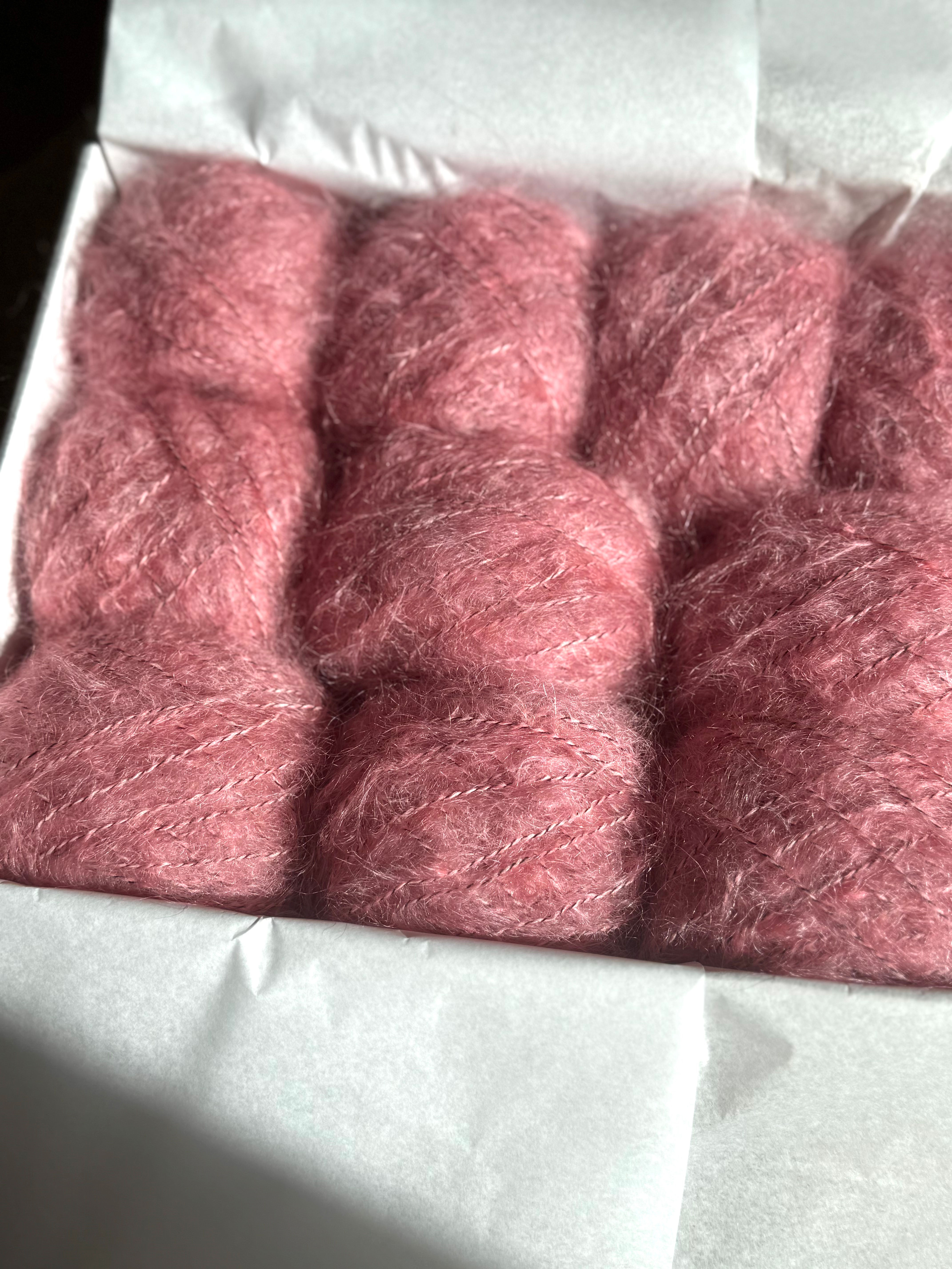 Mohair cardigan - short chunky - knitting kit in roseberry pink