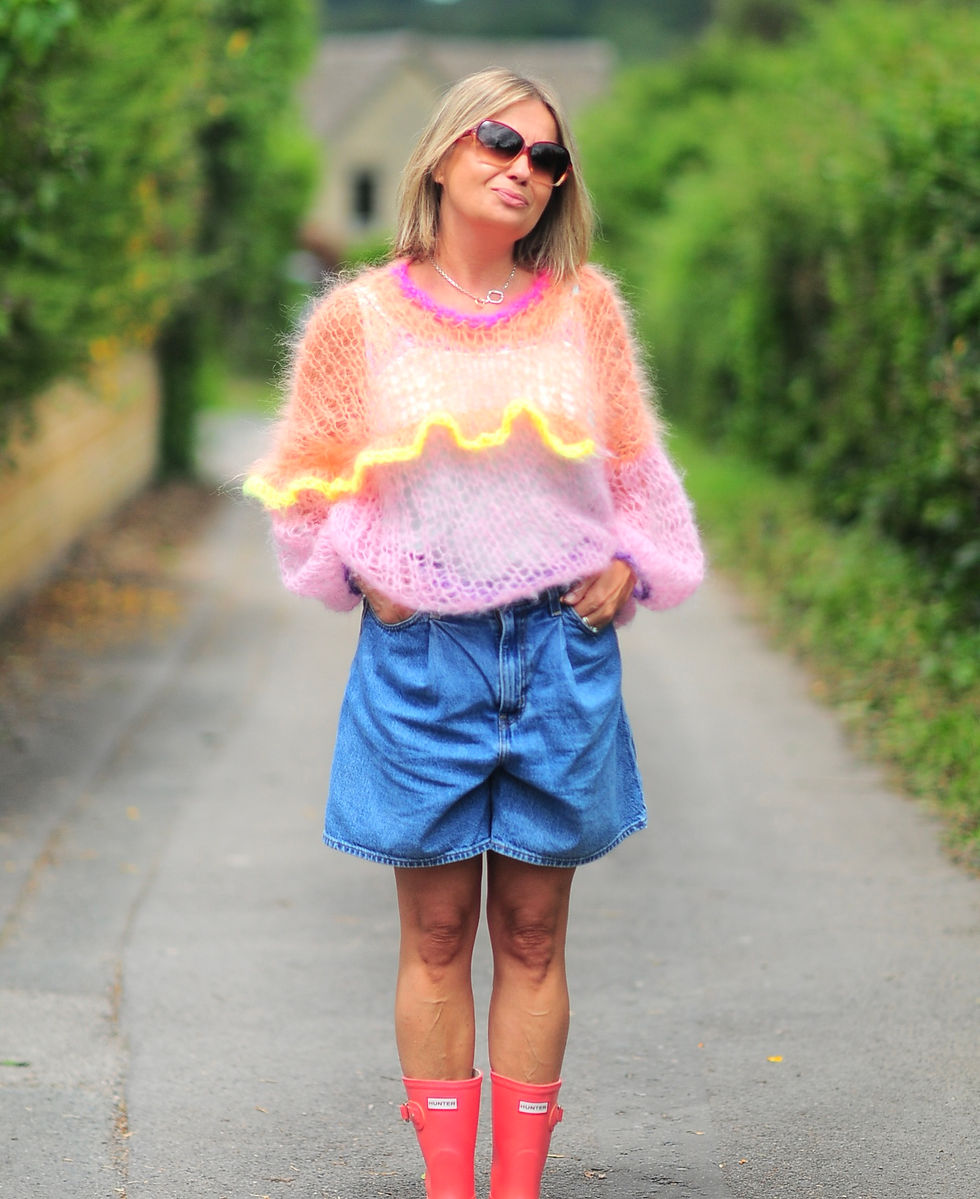 Thumbnail: Sundaze frill mohair jumper knitted with 1 strand - knitting kit