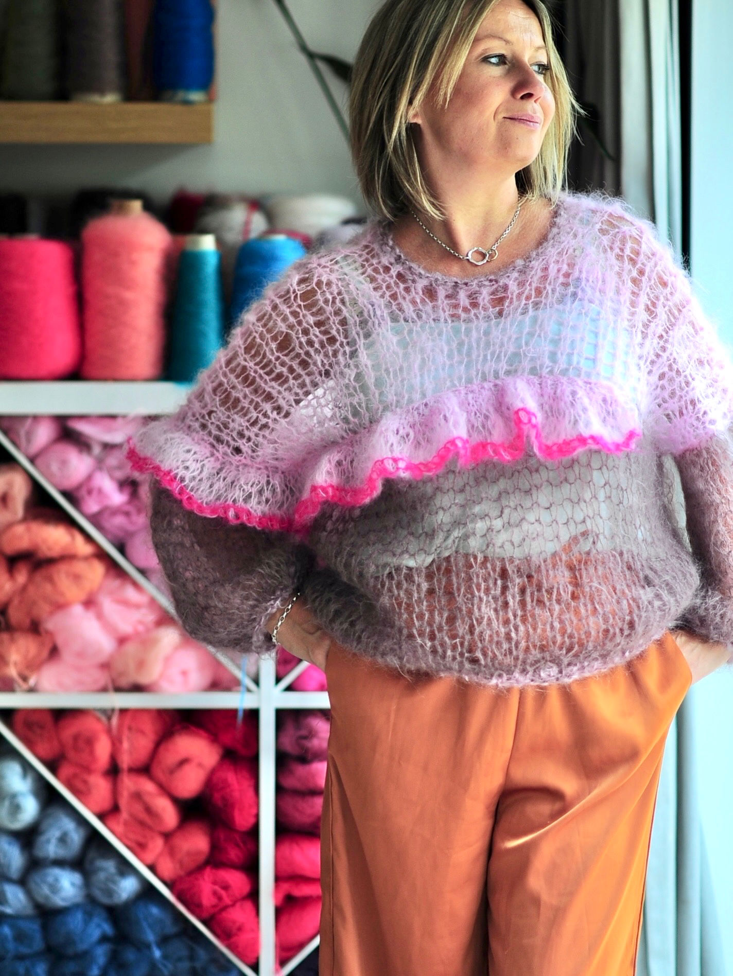 Two tone Frill jumper pattern - English