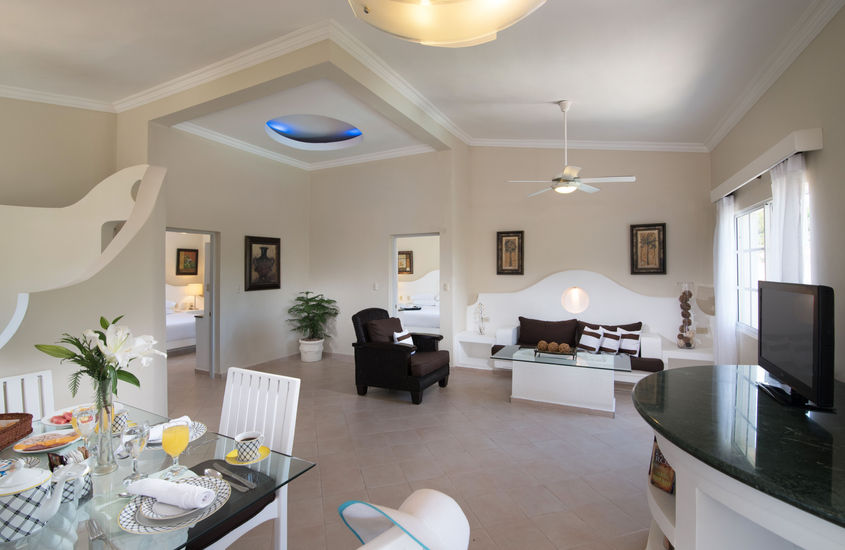 Crown Suites living and dining areas