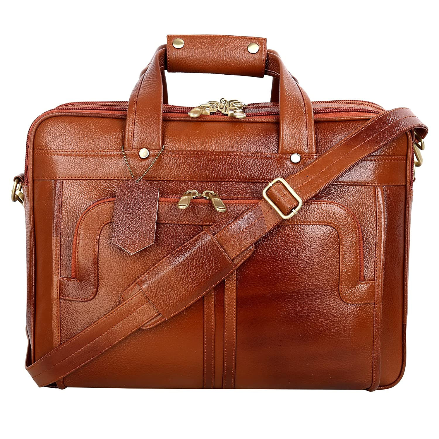 Pure Leather Tan Brown colour Unisex Laptop Bag CI-11