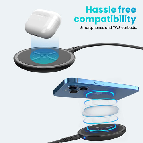 Portronics Freedom 15W Wireless Charging Pad with Type C Input