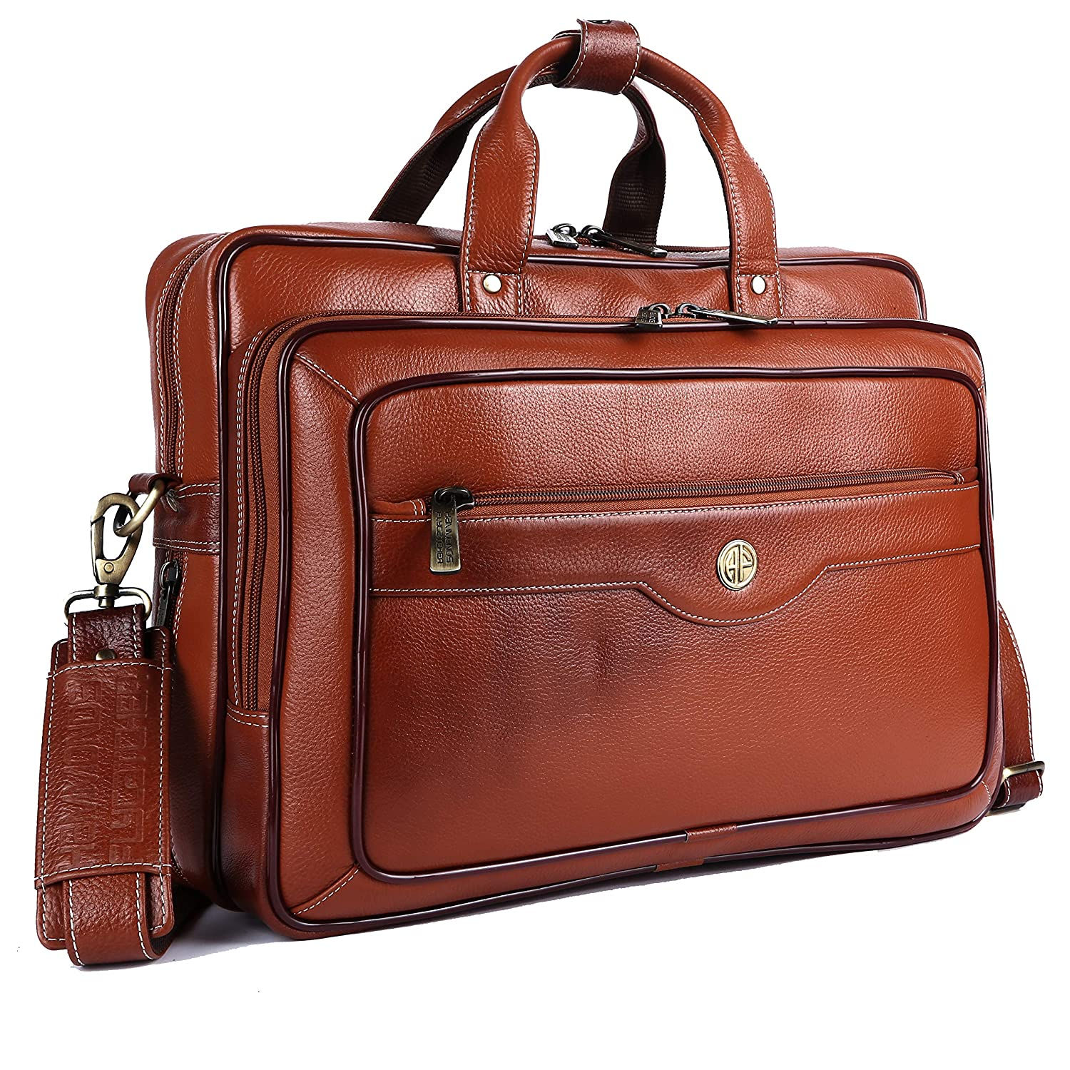 100% Pure Leather Executive Office Laptop Bag|15.6 inch|Expandable CI-12