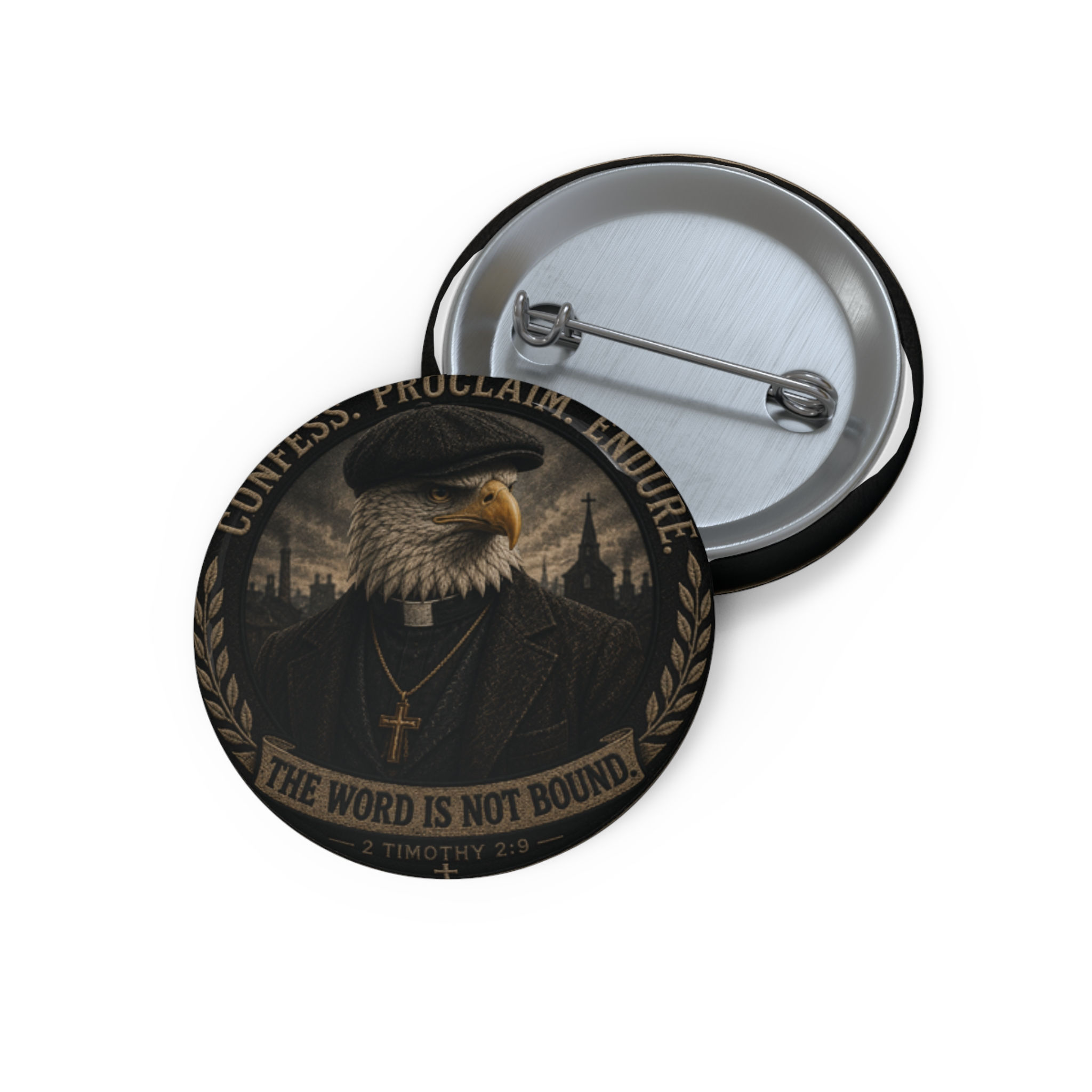 Confess Proclaim Endure Eagle Pin Button — Lutheran Lapel Pin