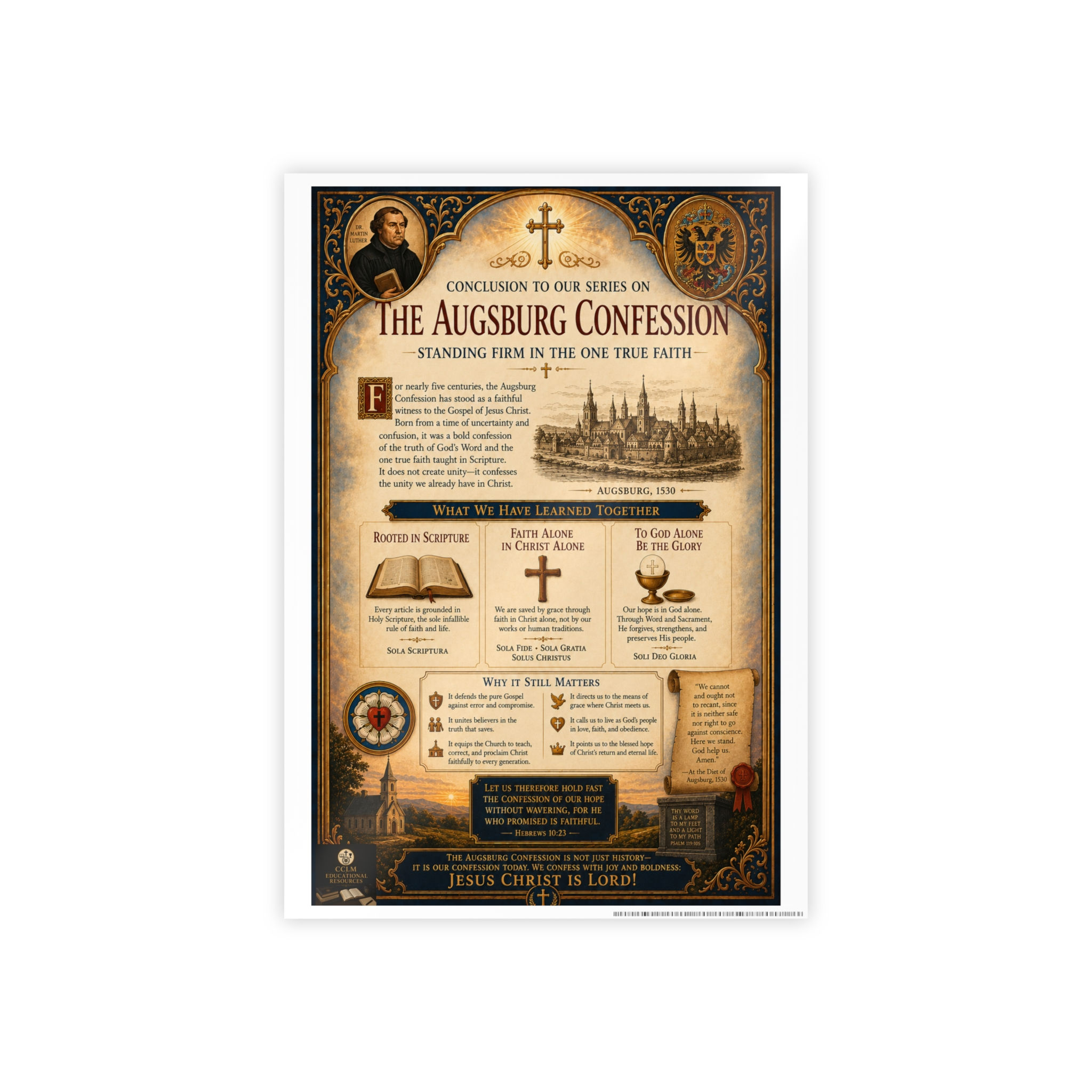 Augsburg Confession Conclusion Gloss Poster — Lutheran Educational Print