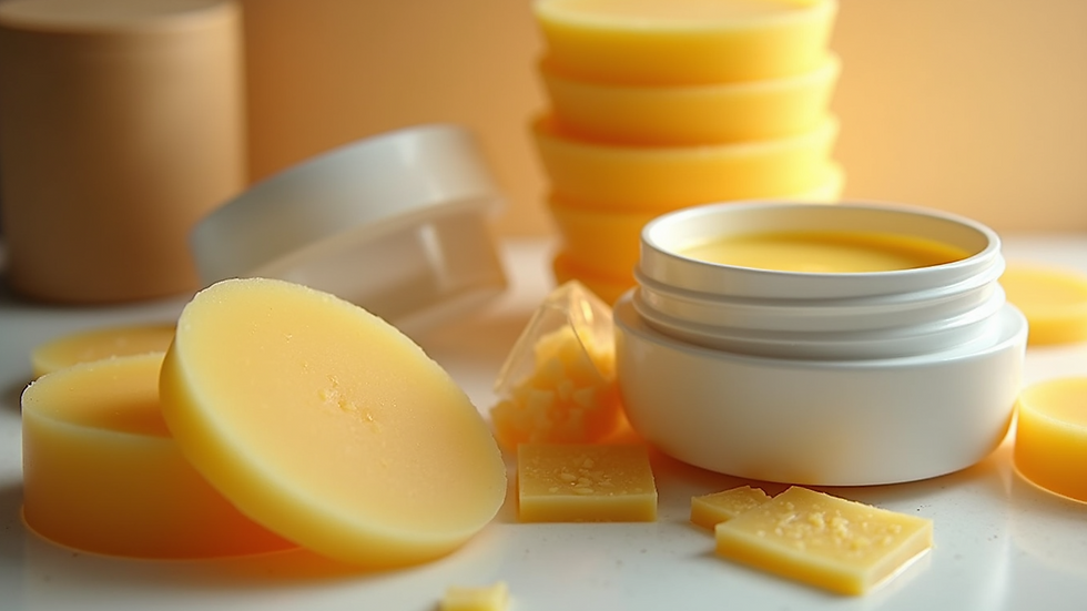 Close-up view of waxing supplies including wax pots and strips