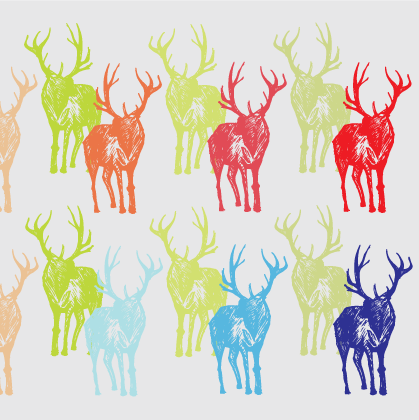 Parade of Reindeers (Grey)