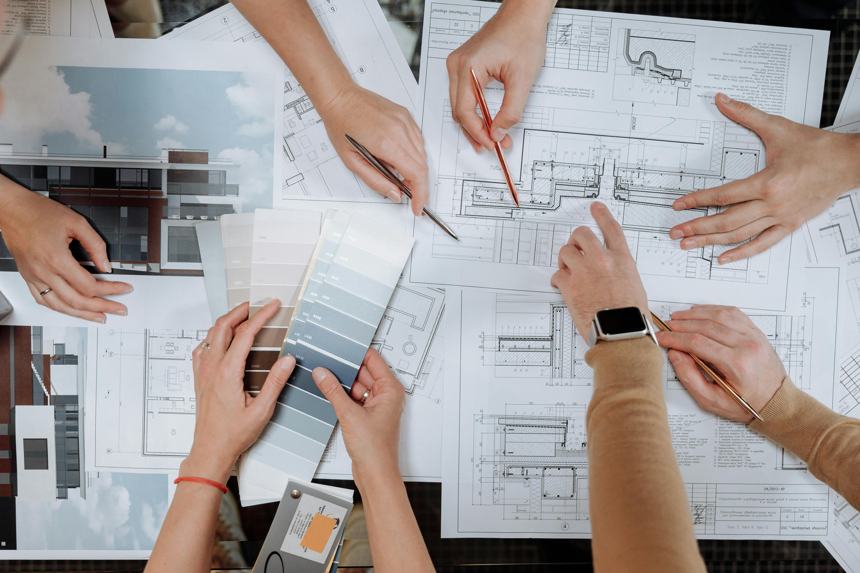 Group working collectively on a project