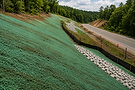 DOT erosion control hydroseeding on a roadside slope in Western North Carolina