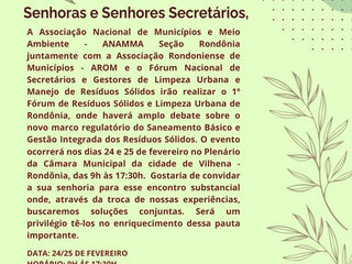 ANAMMA Seção Rondônia juntamente com a Associação Rondoniense de Municípios – AROM