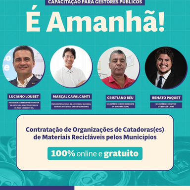 A Recicla Latas convida gestores públicos para uma capacitação online e gratuita sobre a contratação de organizações de catadoras e catadores de materiais recicláveis pelos municípios.