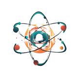 Create a singular, simple atom with rotation.png